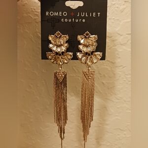 Romeo & Juliet Couture Gold "Sunburst" Accent Tassel Earrings NEW NWT